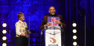 Clare Balding CBE alongside Paul Sesay presenting the 2024 National Diversity Awards