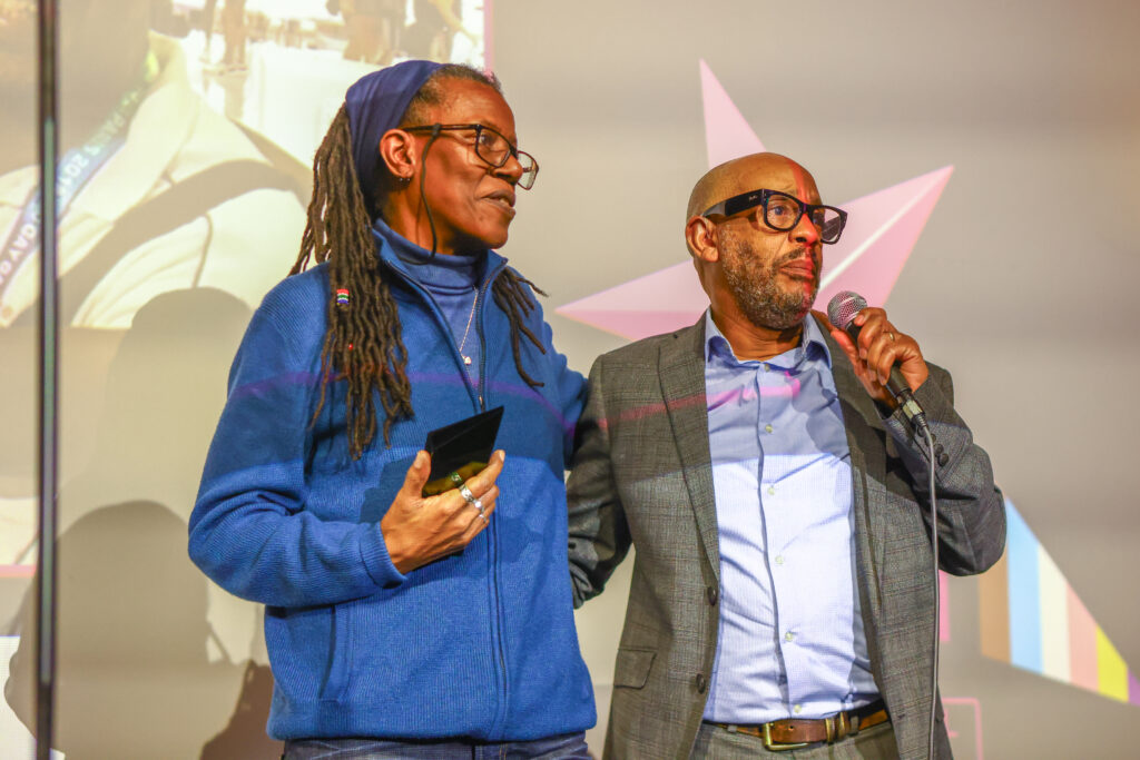 Football veterans Joanie Evans (left) and Aslie Pitter (right) were honoured with Lifetime Achievement Awards.