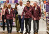 Sainsbury's CEO Simon Roberts with UK PM Andy Burnham, London Mayor Sadiq Khan, Secretary of State for Work and Pensions Pat McFadden and other members of the Sainsbury’s team at Nine Elms store.
